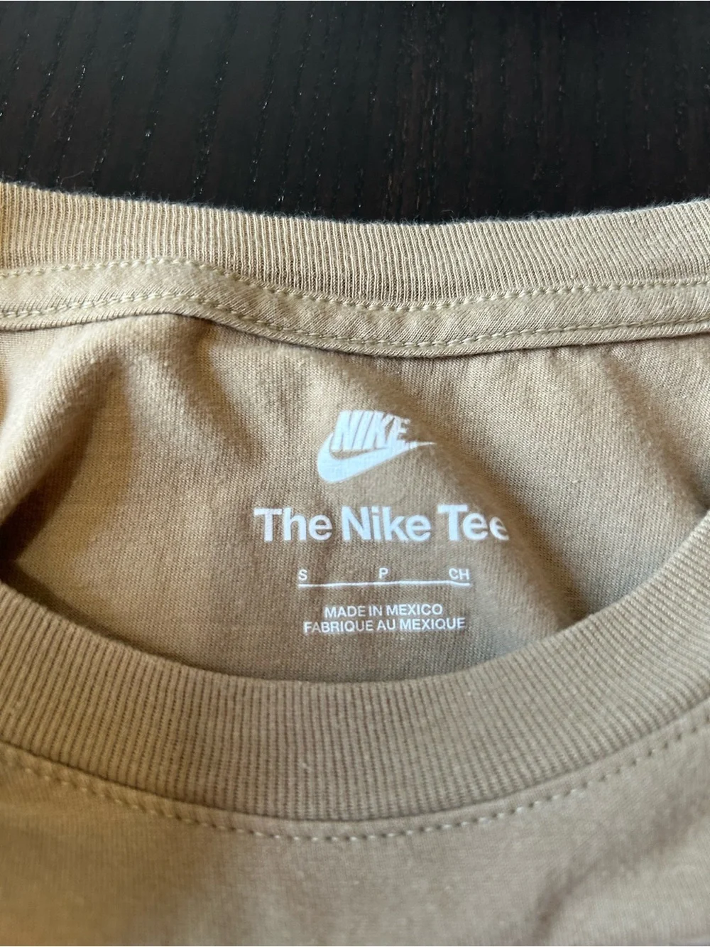 Nike Men’s Tan Crewneck T-Shirt with White Swoosh
